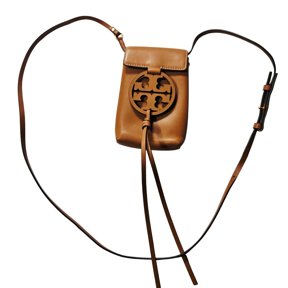Tory Burch Miller Phone Crossbody Women OS Aged Camello New Leather Logo